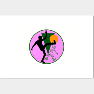 80s 90s Fido Dido Round Geometric Graphic Design | Pink & Green Colors Cartoon on the Famous Liquor Posters and Art